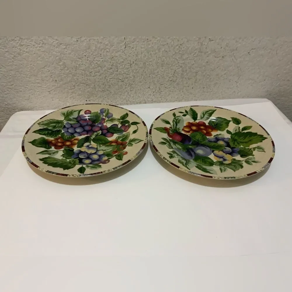 2 Sakura Sonoma Oneida Excell Fruit Pattern Salad Dessert Plates 8.25